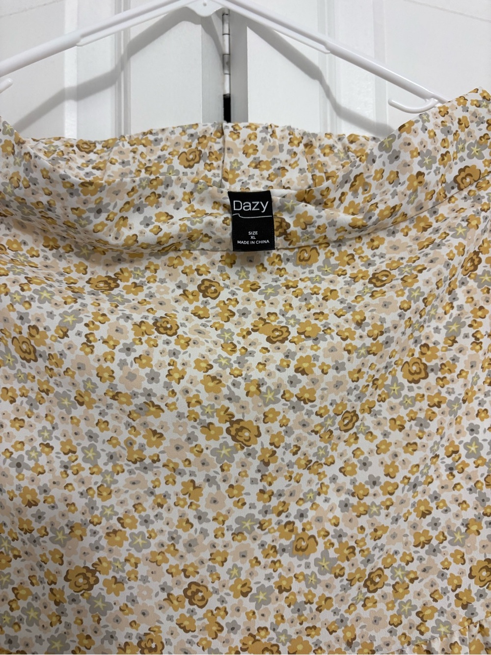 Maxi Skirt in White and Mustard Floral Print - Picture 2 of 3